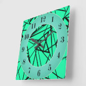 Horloge Carrée Abstrait noir turquoise (Angle)