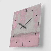 Horloge Carrée abstrait rose mallow gris rustique moderne (Angle)
