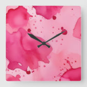 Horloge Carrée Abstrait Rose sur Rose (Recto)