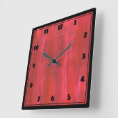 Horloge Carrée Abstrait rouge rustique (Angle)