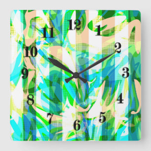 Horloge Carrée Abstrait sans couture brosse trait moderne multico