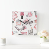 Horloge Carrée Accents chic | Mode aquarelle (Maison)