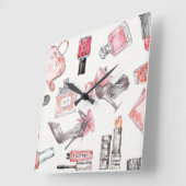 Horloge Carrée Accents chic | Mode aquarelle (Angle)