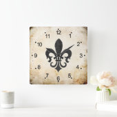 Horloge Carrée Accents vintages Fleur De Lis (Maison)