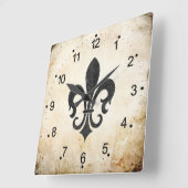 Horloge Carrée Accents vintages Fleur De Lis (Angle)