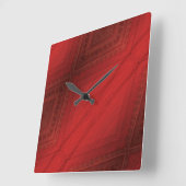 Horloge Carrée Acceptation | Motif de Boho Eclectique Rouge (Angle)