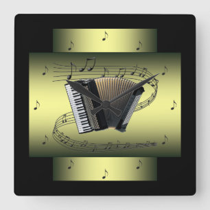 Horloge Carrée Accordion~ Musical Swirl ~ Notes ~ * ~