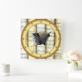 Horloge Carrée Accordion ~ Partition roulée ~ Anneau or ~ * ~ ~ (Maison)