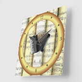 Horloge Carrée Accordion ~ Partition roulée ~ Anneau or ~ * ~ ~ (Angle)