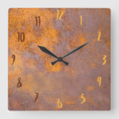 Horloge Carrée Acier en tôle rouillée (Recto)