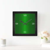 Horloge Carrée Acier inoxydable vert Bordure métallique moderne (Maison)
