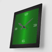 Horloge Carrée Acier inoxydable vert Bordure métallique moderne (Angle)