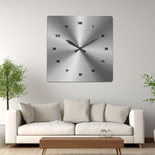 Horloge Carrée Acier métallique brillant gris 2