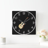 Horloge Carrée "Acoustic Guitar" design wall clocks (Maison)