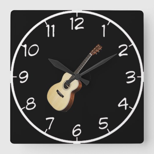 Horloge Carrée "Acoustic Guitar" design wall clocks (Recto)