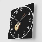 Horloge Carrée "Acoustic Guitar" design wall clocks (Angle)