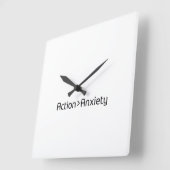 Horloge Carrée Action Over Anxiety Minimalist Square Clock (Angle)