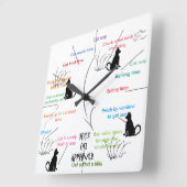Horloge Carrée Activité Chat Funny Chats CricketDiane (Angle)