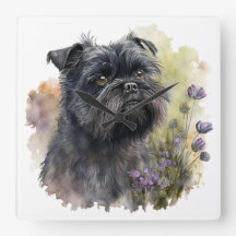 ADORABLE BLACK AFFENPINSCHER CHIEN AVEC FLEURS