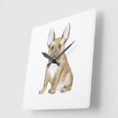 Horloge Carrée Adorable chiot français bulldog (Angle)