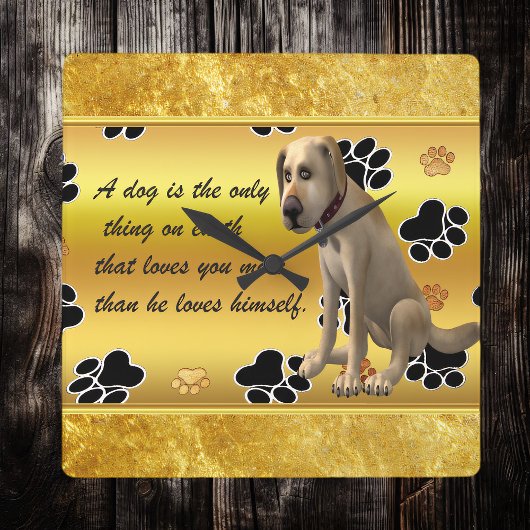 Horloge Carrée Adorable dog sitting with a cute fun quote