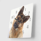 Horloge Carrée Adorable funny german shepherd portrait (Angle)
