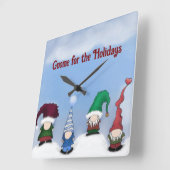Horloge Carrée Adorable Gnome Posse (Angle)
