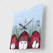 Horloge Carrée adorable Ladybugs (Angle)