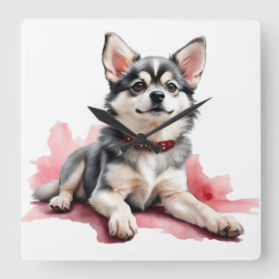 HORLOGE CARRÉE ADORABLE PETIT CHIEN KLEE KAI PUPPY