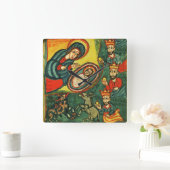 Horloge Carrée ADORATION DE MAGI, NATIVITÉ PRIMITIVE Noël (Maison)