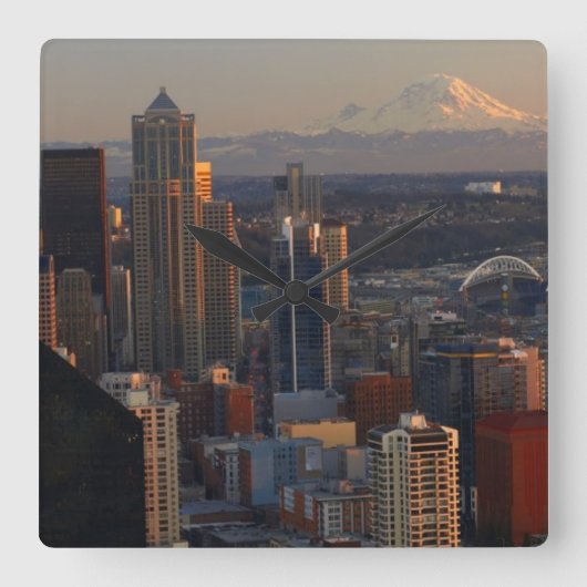 Horloge Carrée Aerial view of Seattle city skyline 2 (Recto)
