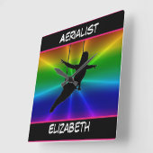 Horloge Carrée Aérialist Rainbow Burst (Angle)