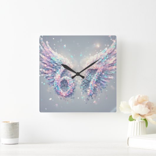 Horloge Carrée Aesthetic Angel Trendy Y2K 2000s Futuristic Neon (Maison)