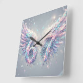 Horloge Carrée Aesthetic Angel Trendy Y2K 2000s Futuristic Neon (Angle)