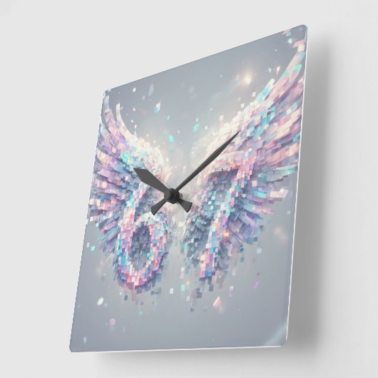 Horloge Carrée Aesthetic Angel Trendy Y2K 2000s Futuristic Neon (Angle)