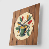 Horloge Carrée Aesthetic Coffee & Kitchen Wall Art (Angle)