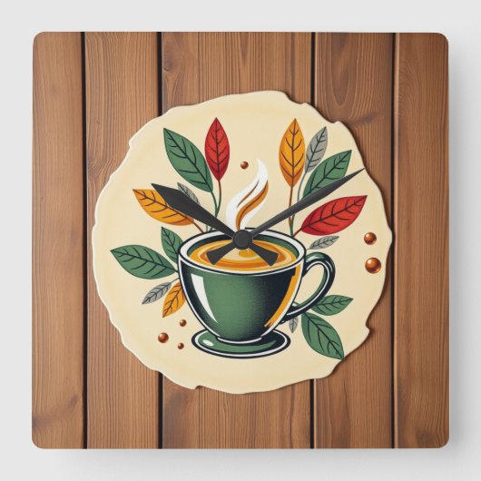 Horloge Carrée Aesthetic Coffee & Kitchen Wall Art (Recto)