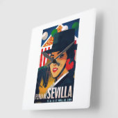 Horloge Carrée Affiche 1969 juste de l'Espagne Séville avril (Angle)