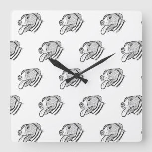 Horloge Carrée affiche de l'amoureux des animaux de chien photo d