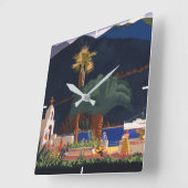 Horloge Carrée Affiche de voyage - Père Noël Catalina Island, Cal (Angle)