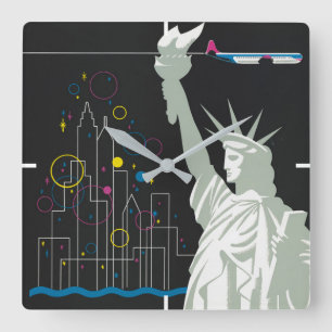 Horloge Carrée Affiche De Voyage Pour Vol Northwest Airlines