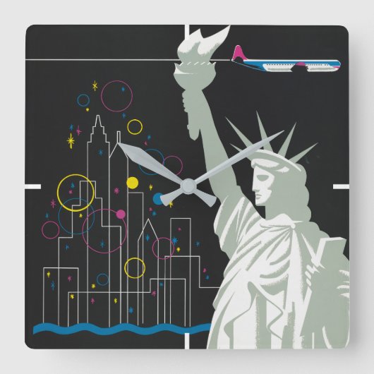 Horloge Carrée Affiche De Voyage Pour Vol Northwest Airlines (Recto)