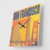 Horloge Carrée Affiche De Voyage Pour Vol Twa À San Francisco (Angle)