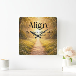 Horloge Carrée Affirmation de mentalité pour un espace de bien-êt