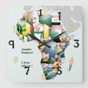 Horloge Carrée Africa Hakuna Matata J'aime l'Afrique 