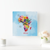 Horloge Carrée Africa map (Maison)