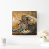 HORLOGE CARRÉE AFRICAN LION WAITING (Maison)
