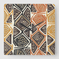 African Pattern Wall Clock