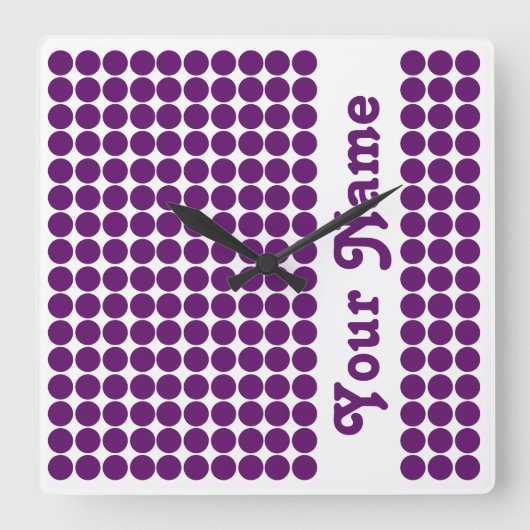 Horloge Carrée African Violet Safari Dot avec nom (Recto)