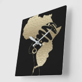 Horloge Carrée Afrique En Or (Angle)